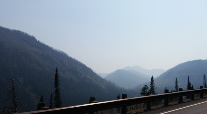 Driving into the park, the mountains were shrouded in smoke from regional wildfires.